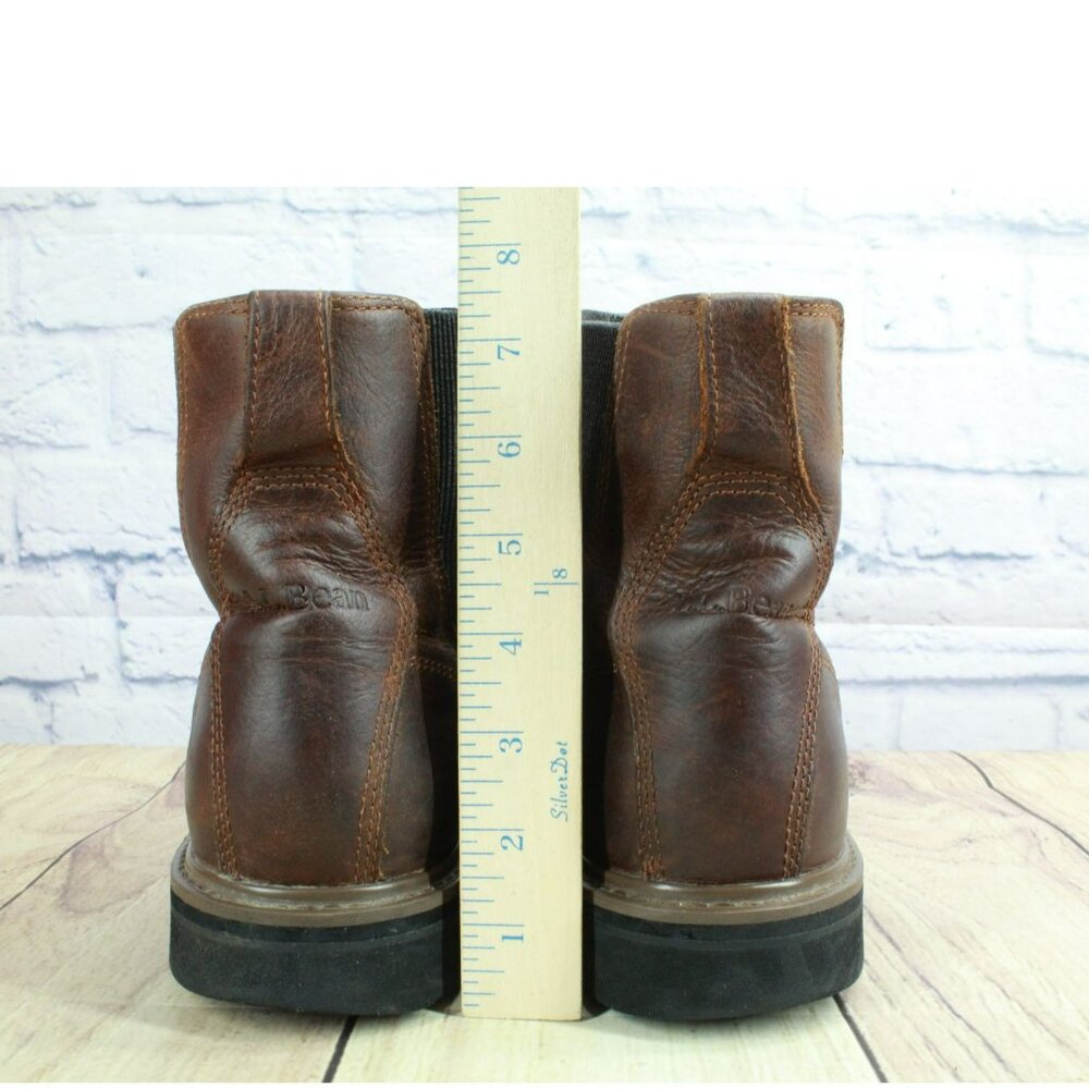 LL Bean Portland Brown Leather Lightweight Vibram Sole Chelsea Boots Size 12 M - Picture 6 of 9